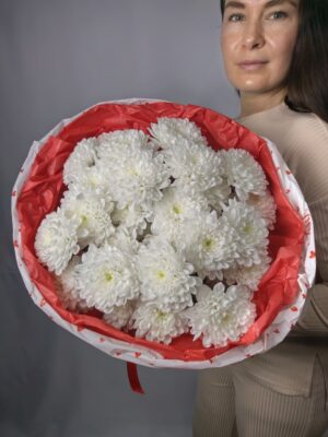 Букет из белых кустовых хризантем для любимой — изображение 3