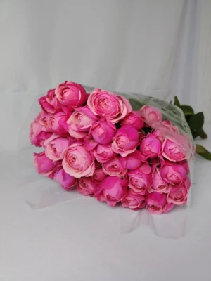 Пачка Кустовых пионовидных роз 10 штук сорт Пинк Сильва (Pink Silva), 50 см — изображение 2